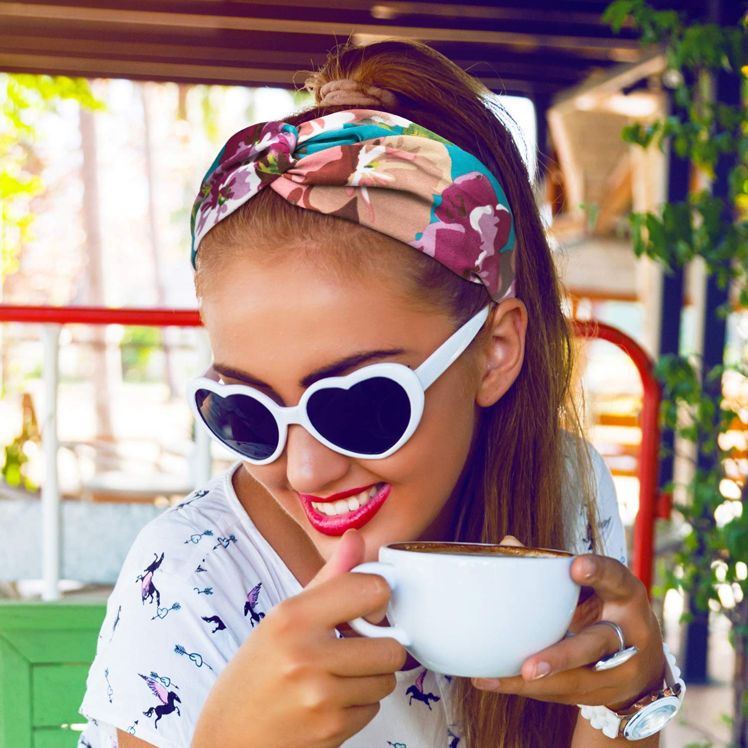 16 Pcs Boho Headbands for Women, EAONE Fashion Headbands Floral Bandeau Headbands Elastic Hair Bands