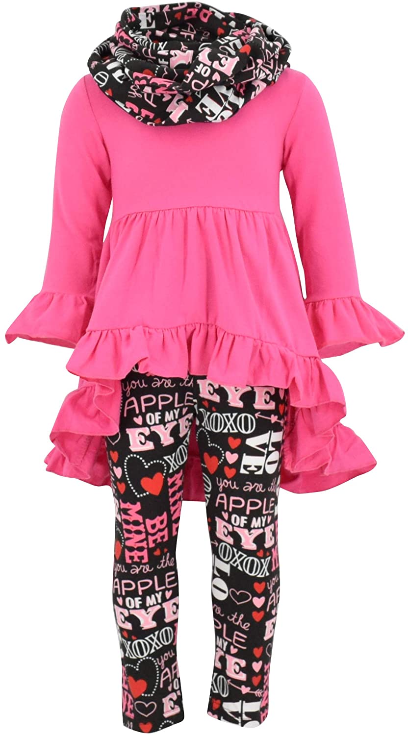 Unique Baby Girls Valentine's Day Outfit Ruffle Top Legging Set