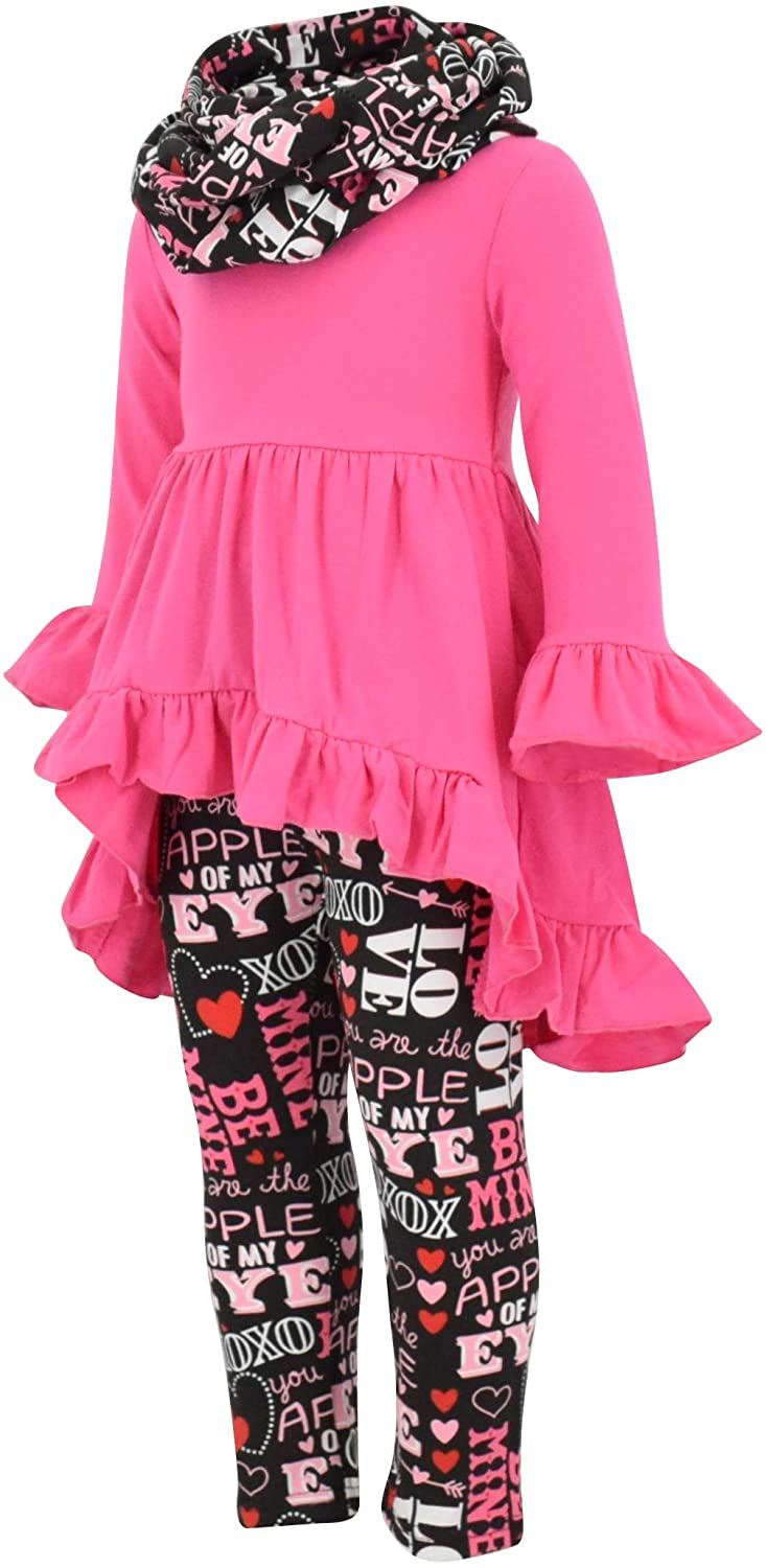 Unique Baby Girls Valentine's Day Outfit Ruffle Top Legging Set