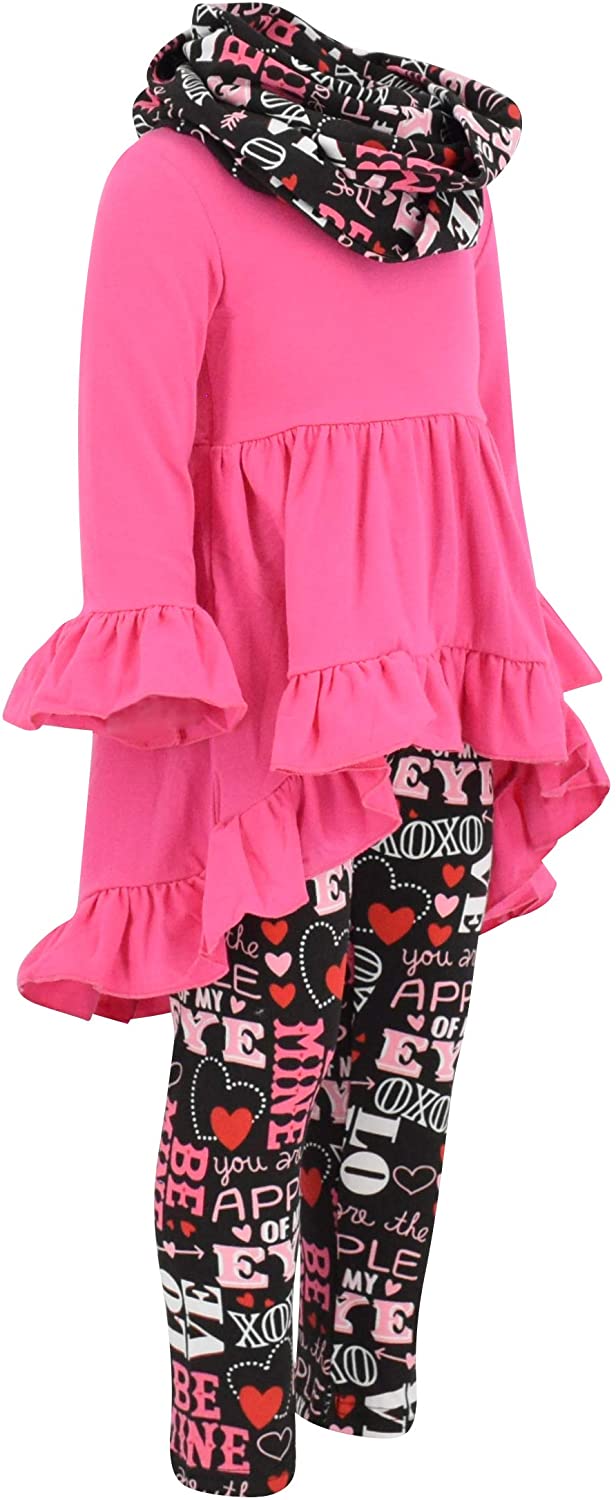 Unique Baby Girls Valentine's Day Outfit Ruffle Top Legging Set