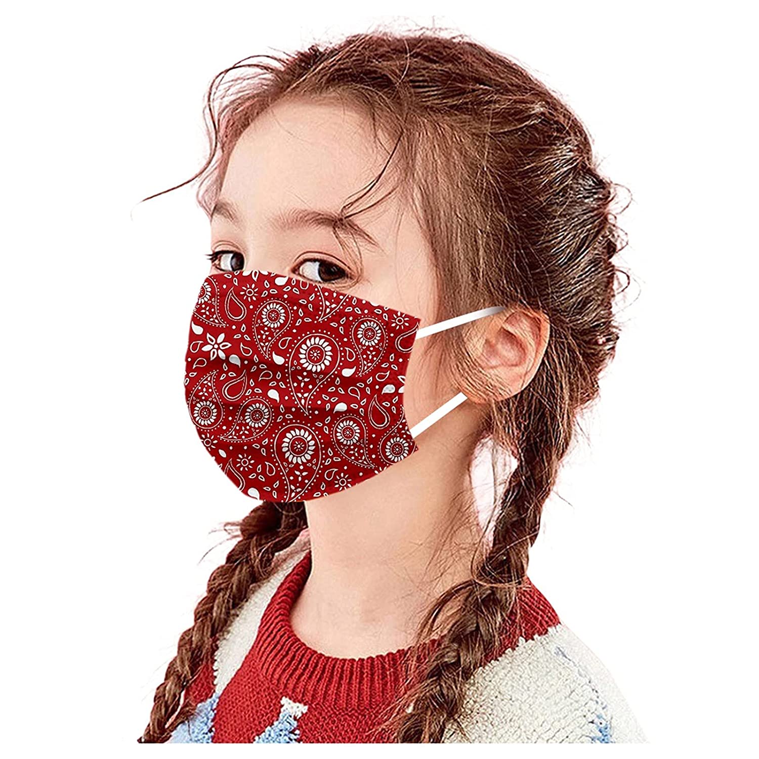 Disposable Face_Mask - 50PCS 3Ply Waterproof Non-Woven Cloth Earloop Face_Masks, 3D Cartoon Printed