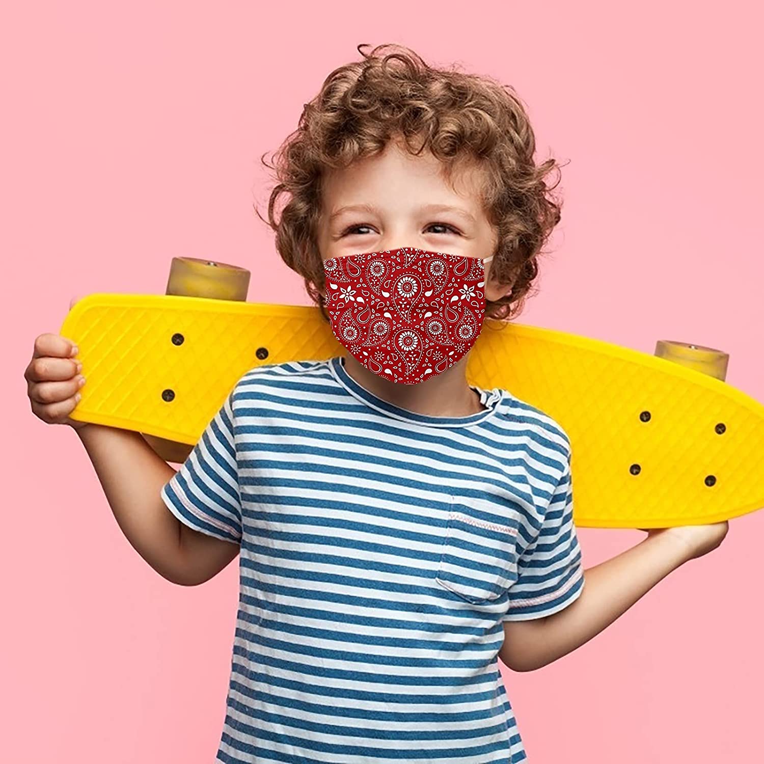 Disposable Face_Mask - 50PCS 3Ply Waterproof Non-Woven Cloth Earloop Face_Masks, 3D Cartoon Printed