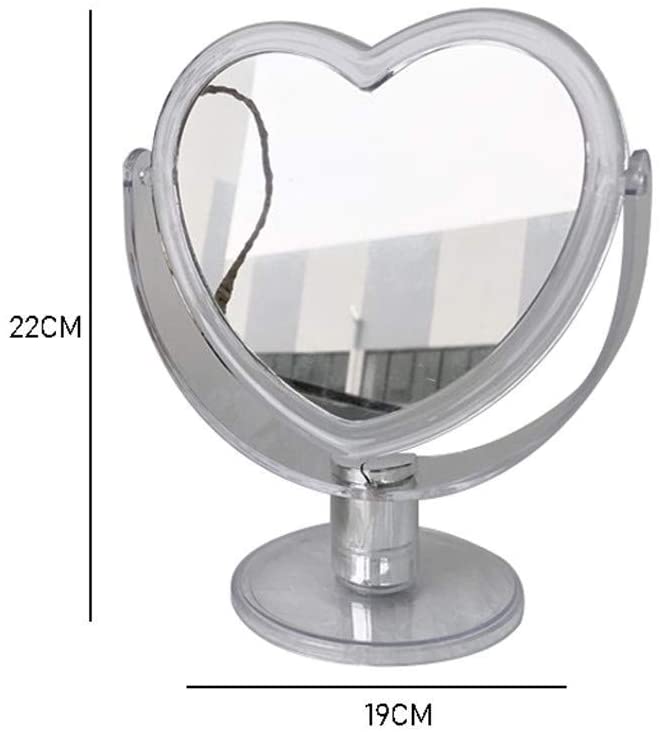 HLL Mirrors,Bathroom Niture Vanity Mirror Heart-Shaped Makeup Mirror, Plastic Transparent Frame Beau