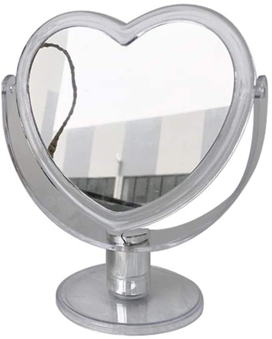 HLL Mirrors,Bathroom Niture Vanity Mirror Heart-Shaped Makeup Mirror, Plastic Transparent Frame Beau