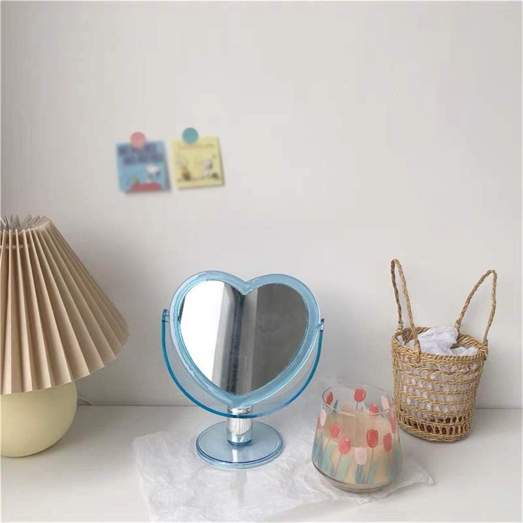 HLL Mirrors,Bathroom Niture Vanity Mirror Heart-Shaped Makeup Mirror, Plastic Transparent Frame Beau