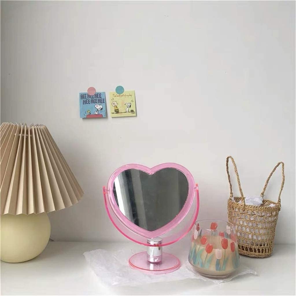 HLL Mirrors,Bathroom Niture Vanity Mirror Heart-Shaped Makeup Mirror, Plastic Transparent Frame Beau