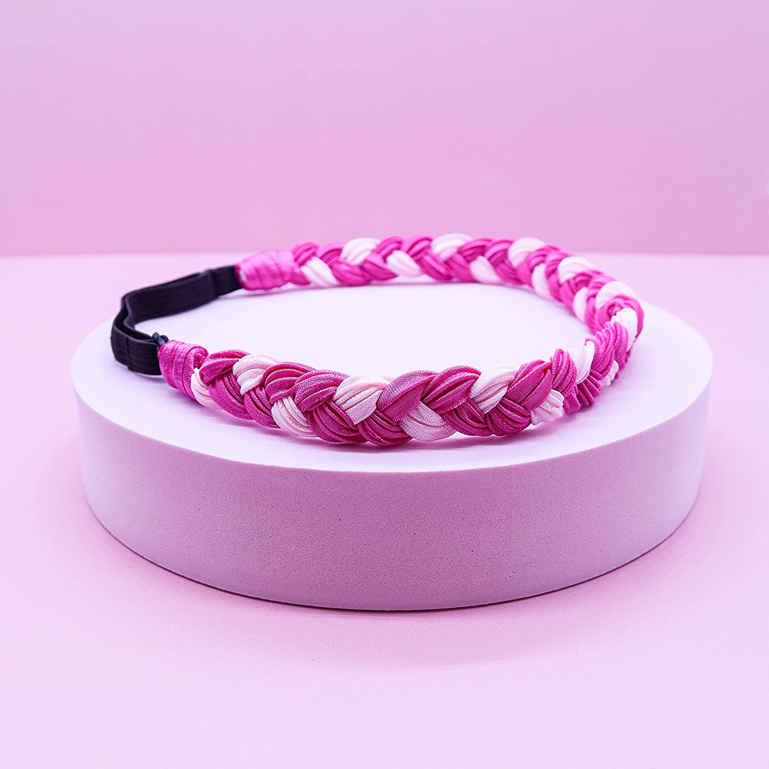 FROG SAC 4 Two Tone Braided Headbands for Women, Adjustable No Slip Braid Hairband for Girls, Girl H