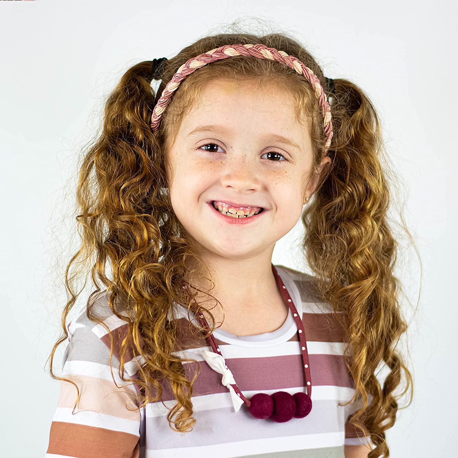 FROG SAC 4 Two Tone Braided Headbands for Women, Adjustable No Slip Braid Hairband for Girls, Girl H