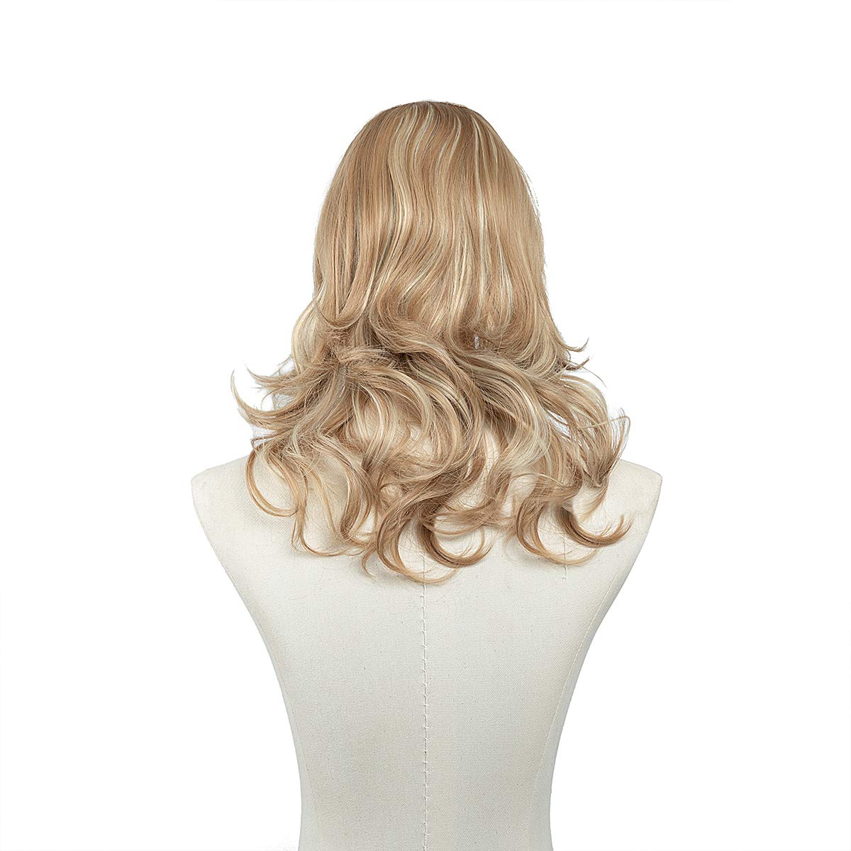 Short U Part Hair Extensions Clip in on Full Head Curly Wave Synthetic Hair pieces for Women 16 Inch