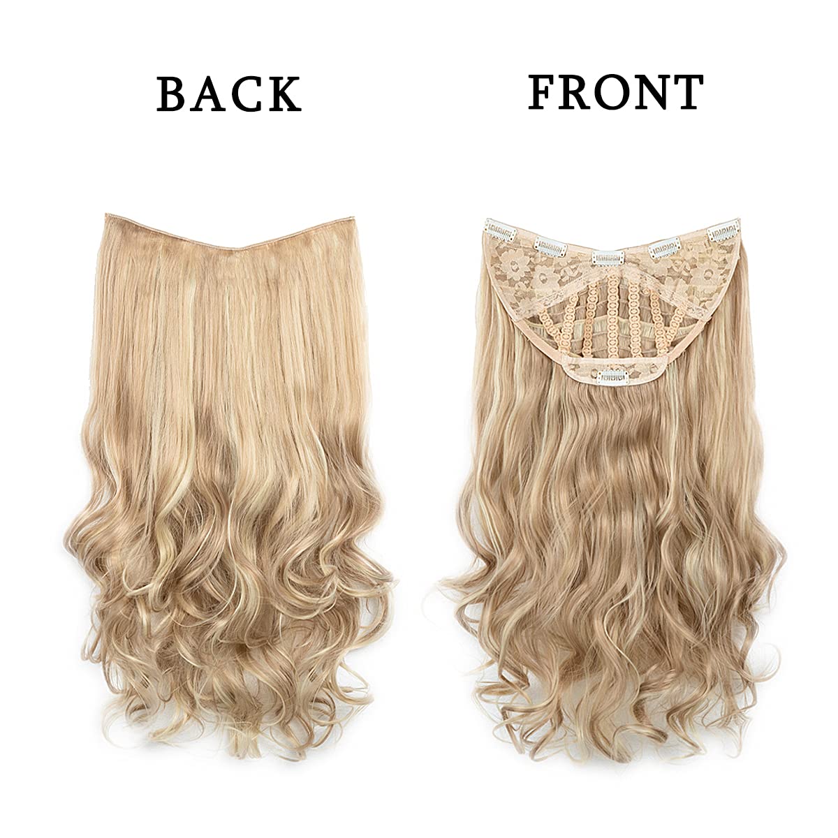 Short U Part Hair Extensions Clip in on Full Head Curly Wave Synthetic Hair pieces for Women 16 Inch