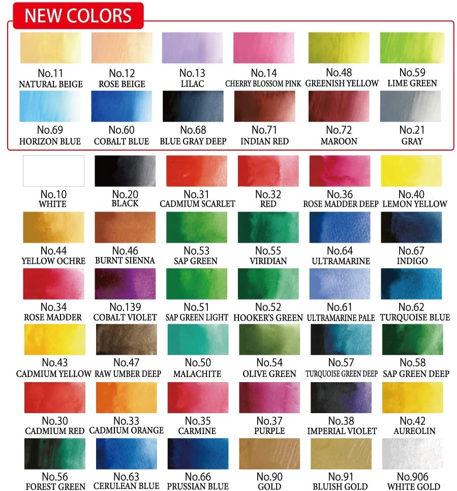Kuretake Gansai Tambi Watercolors, 48 Colors