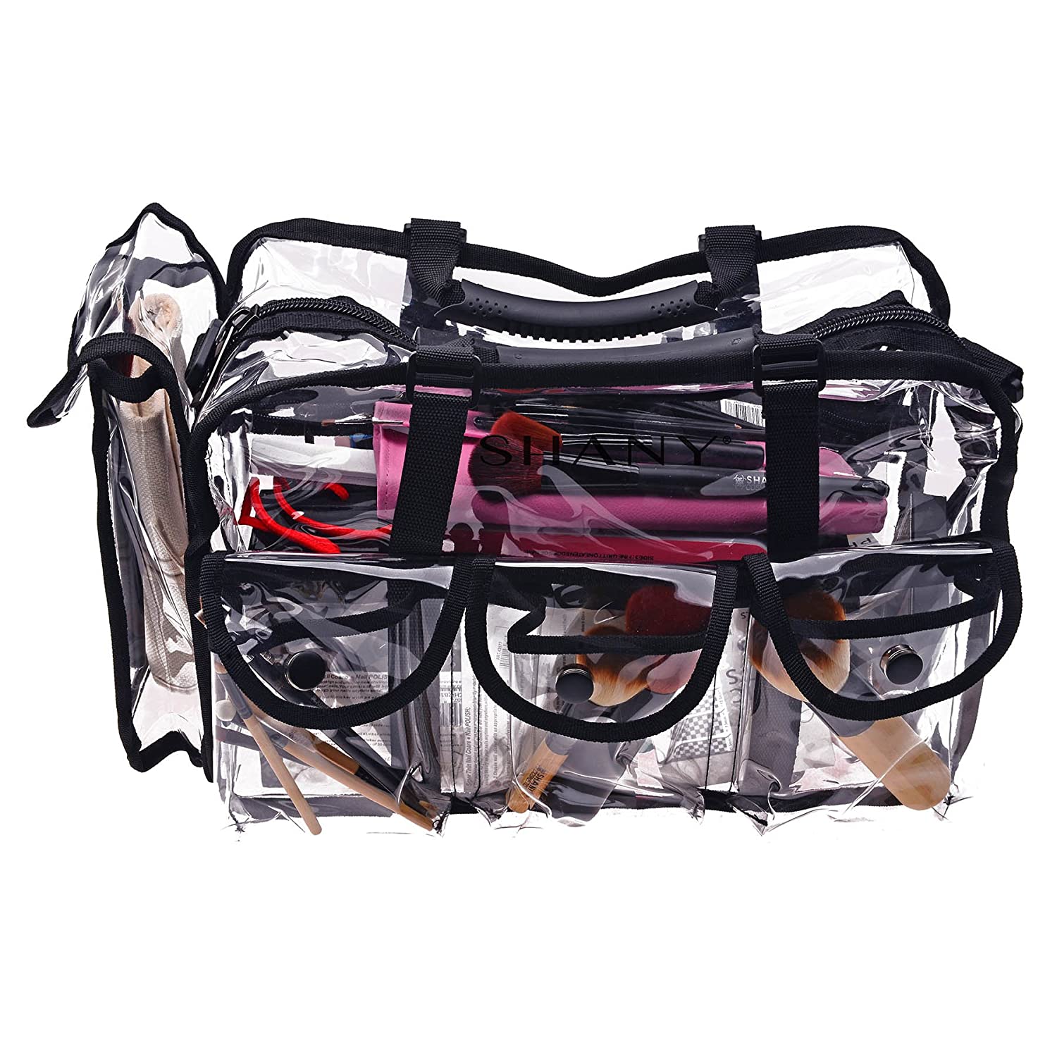 SHANY Clear Makeup Bag, Pro Mua rectangular Bag with Shoulder Strap, Large