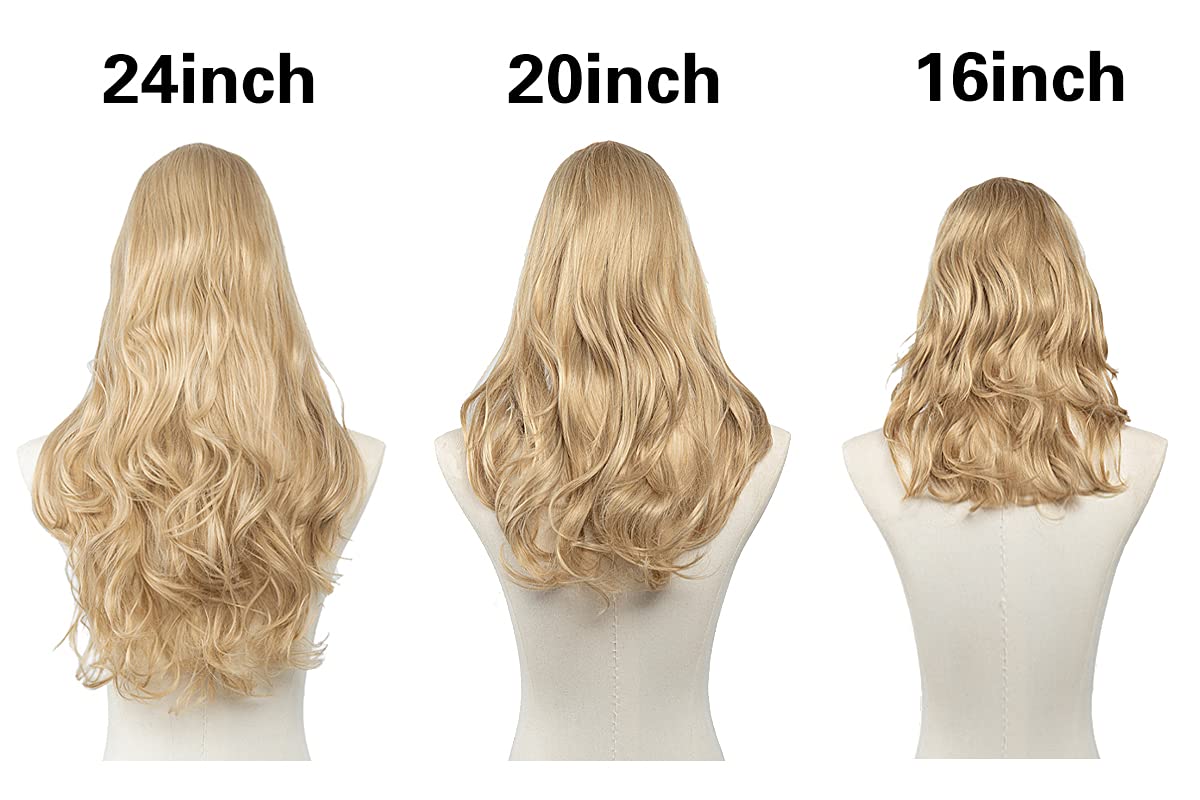 Dark Brown/Golden U Part Hair Extensions Curly Wave Full Head Long Clip