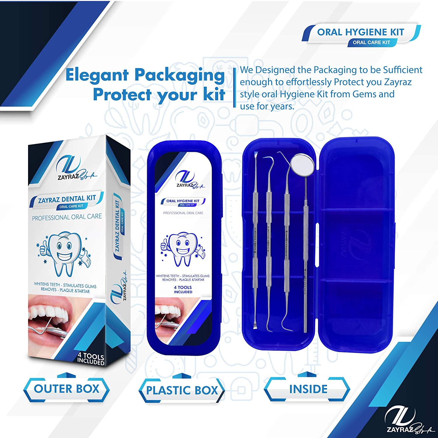 Zayraz Dental Care Set Dentist Tools Kit, Professional Calculus and Plaque Remover Set, Dental Hygie