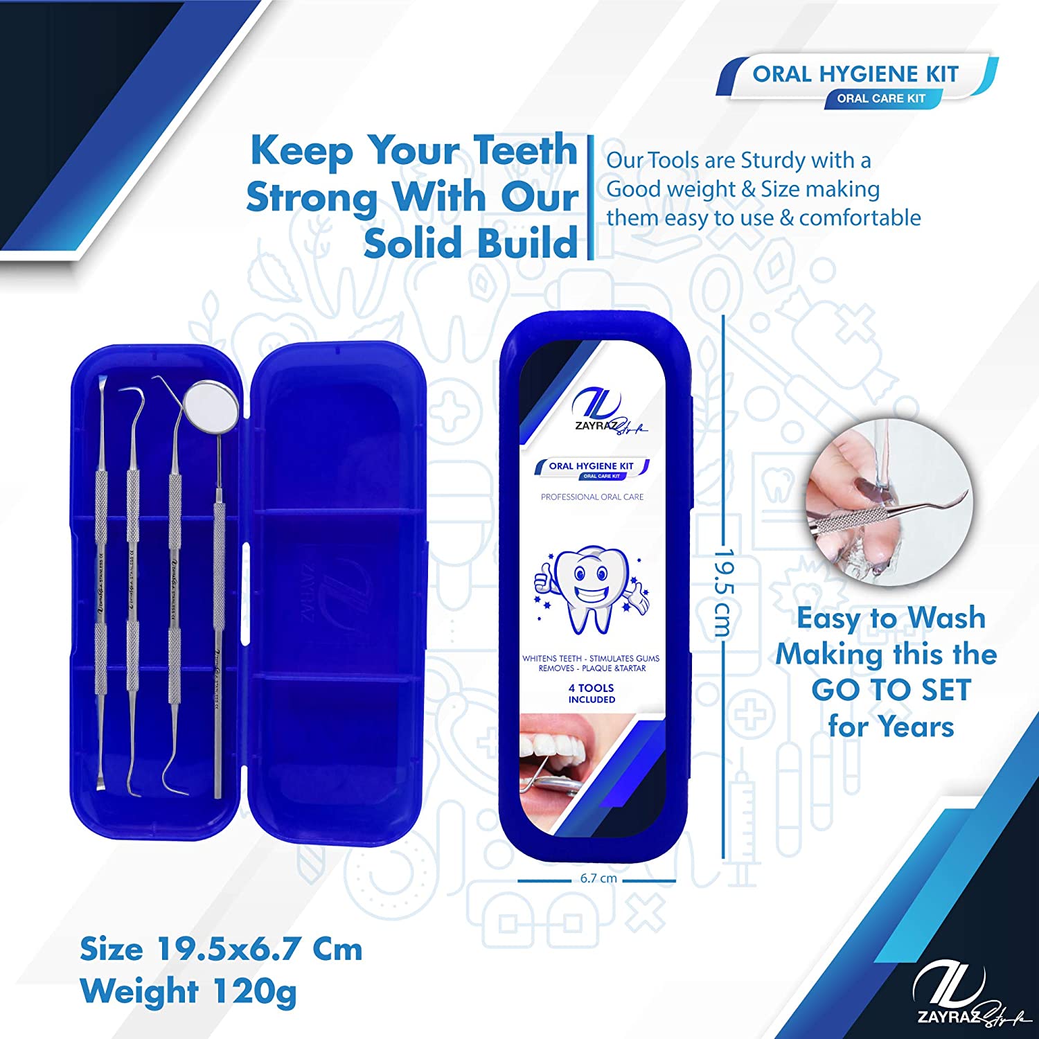 Zayraz Dental Care Set Dentist Tools Kit, Professional Calculus and Plaque Remover Set, Dental Hygie