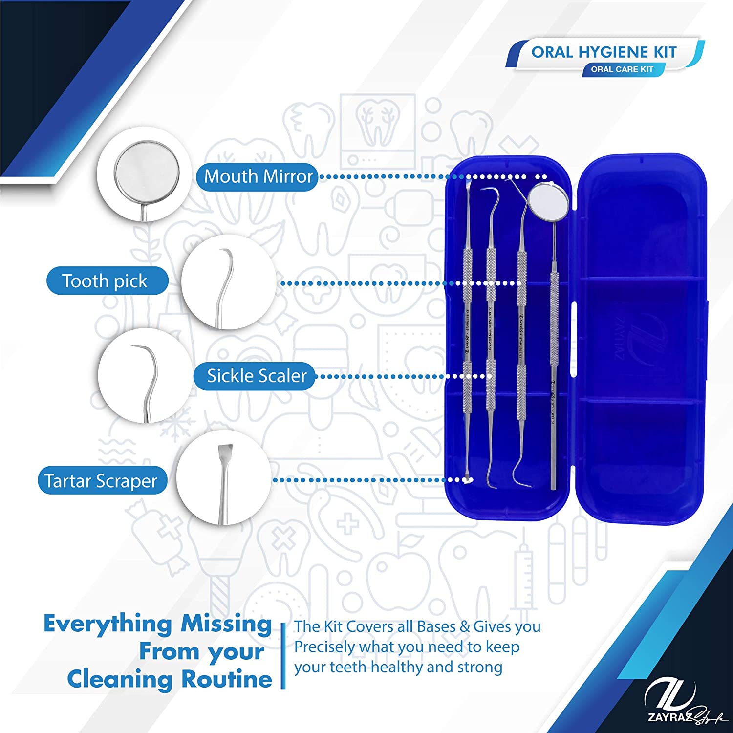 Zayraz Dental Care Set Dentist Tools Kit, Professional Calculus and Plaque Remover Set, Dental Hygie