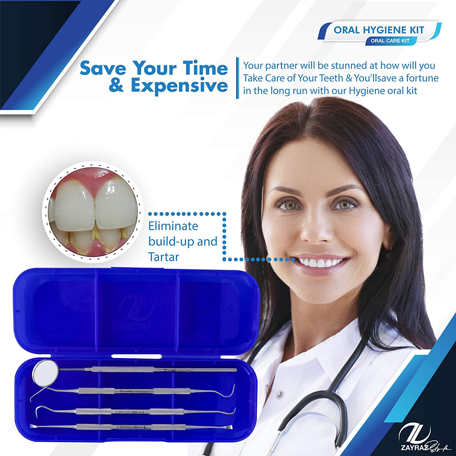 Zayraz Dental Care Set Dentist Tools Kit, Professional Calculus and Plaque Remover Set, Dental Hygie