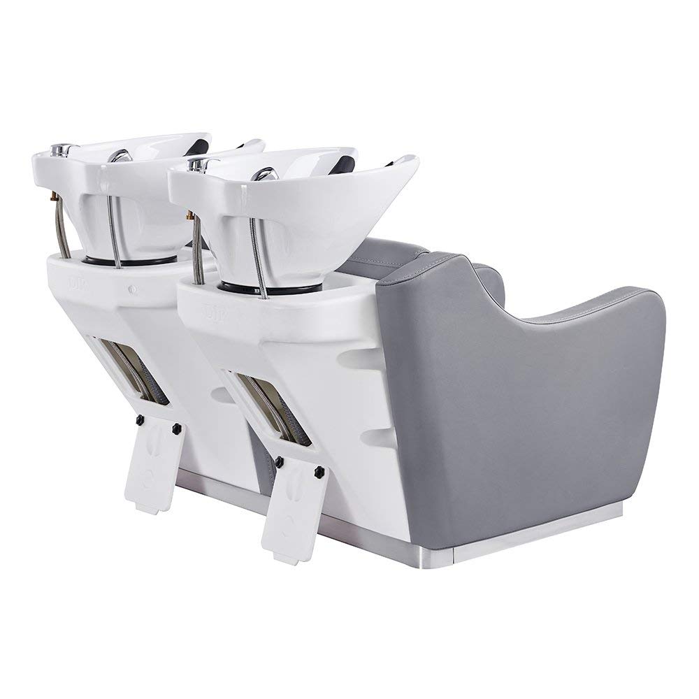 Beauty Salon Double Shampoo BACKWASH Unit Salon Hair Washing Station - Majestic - Grey