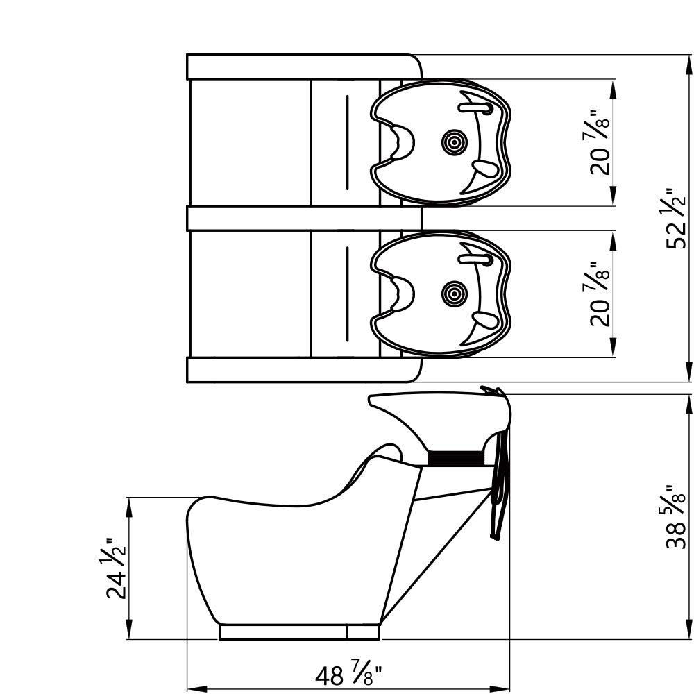 Beauty Salon Double Shampoo BACKWASH Unit Salon Hair Washing Station - Majestic - Grey