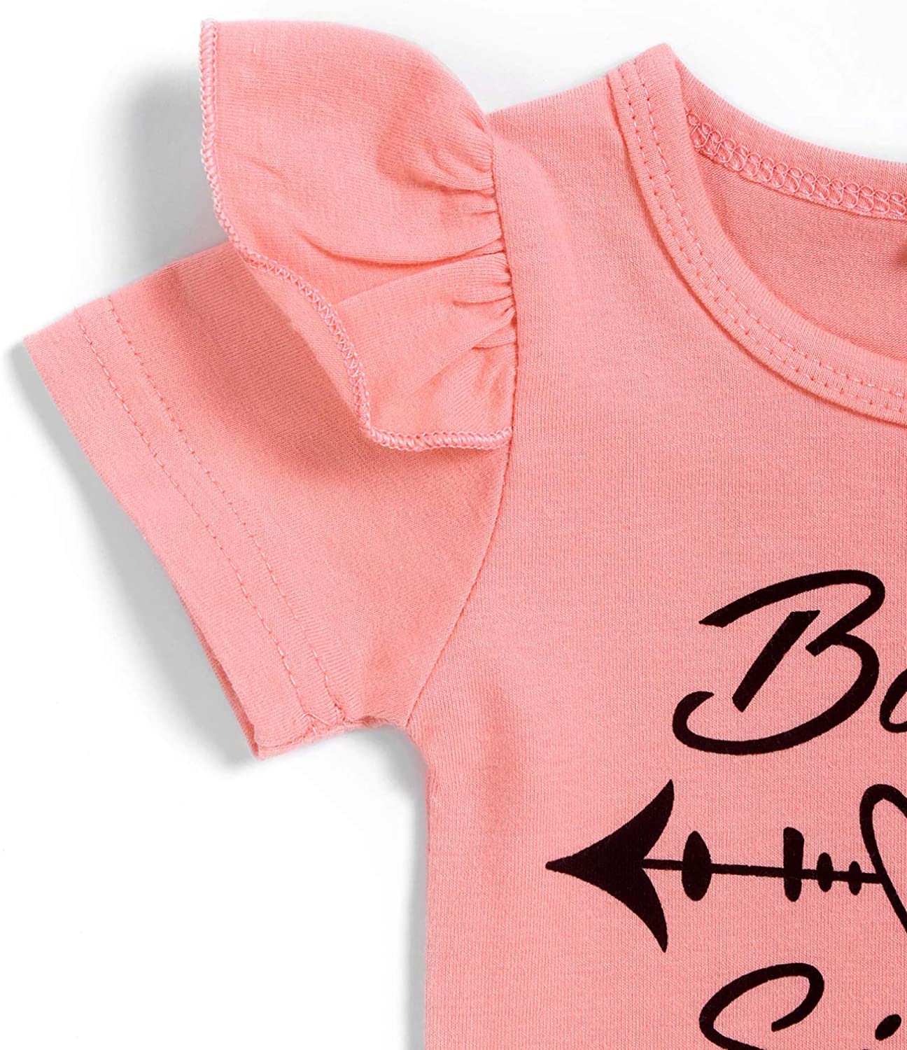 Newborn Baby Girl Clothes Outfit Infant Romper Bodysuit Ruffle Floral Summer Short Sleeve Pants 3Pcs