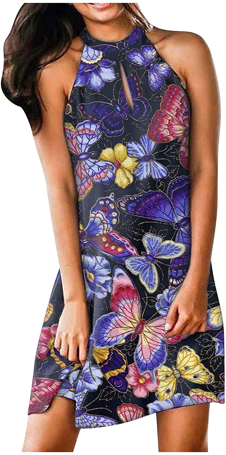 WYTong Women Summer Casual Round Neck T Shirt Dresses Beach Cover up Plain Tank Dress Sling Dress