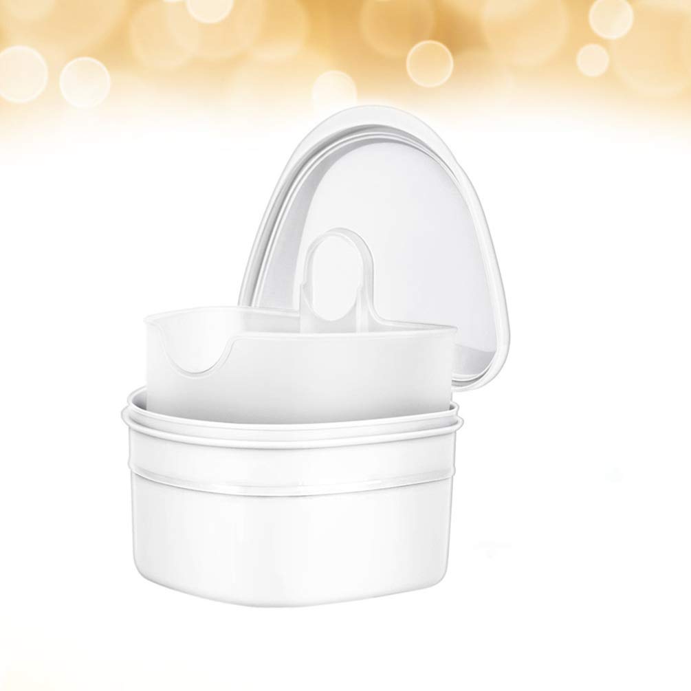 Healifty Denture Case Denture Cup with Strainer Denture Bath Box False Teeth Storage Box with Basket