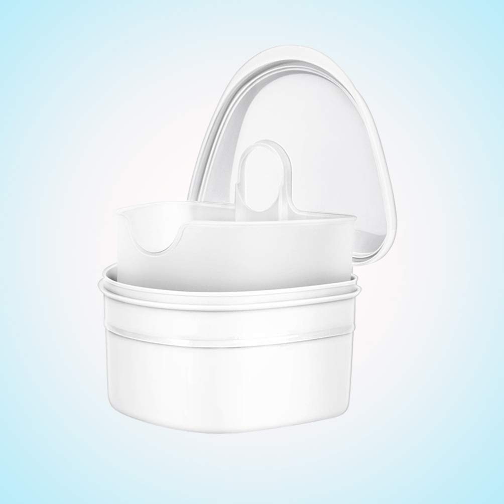 Healifty Denture Case Denture Cup with Strainer Denture Bath Box False Teeth Storage Box with Basket