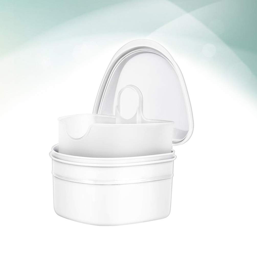 Healifty Denture Case Denture Cup with Strainer Denture Bath Box False Teeth Storage Box with Basket