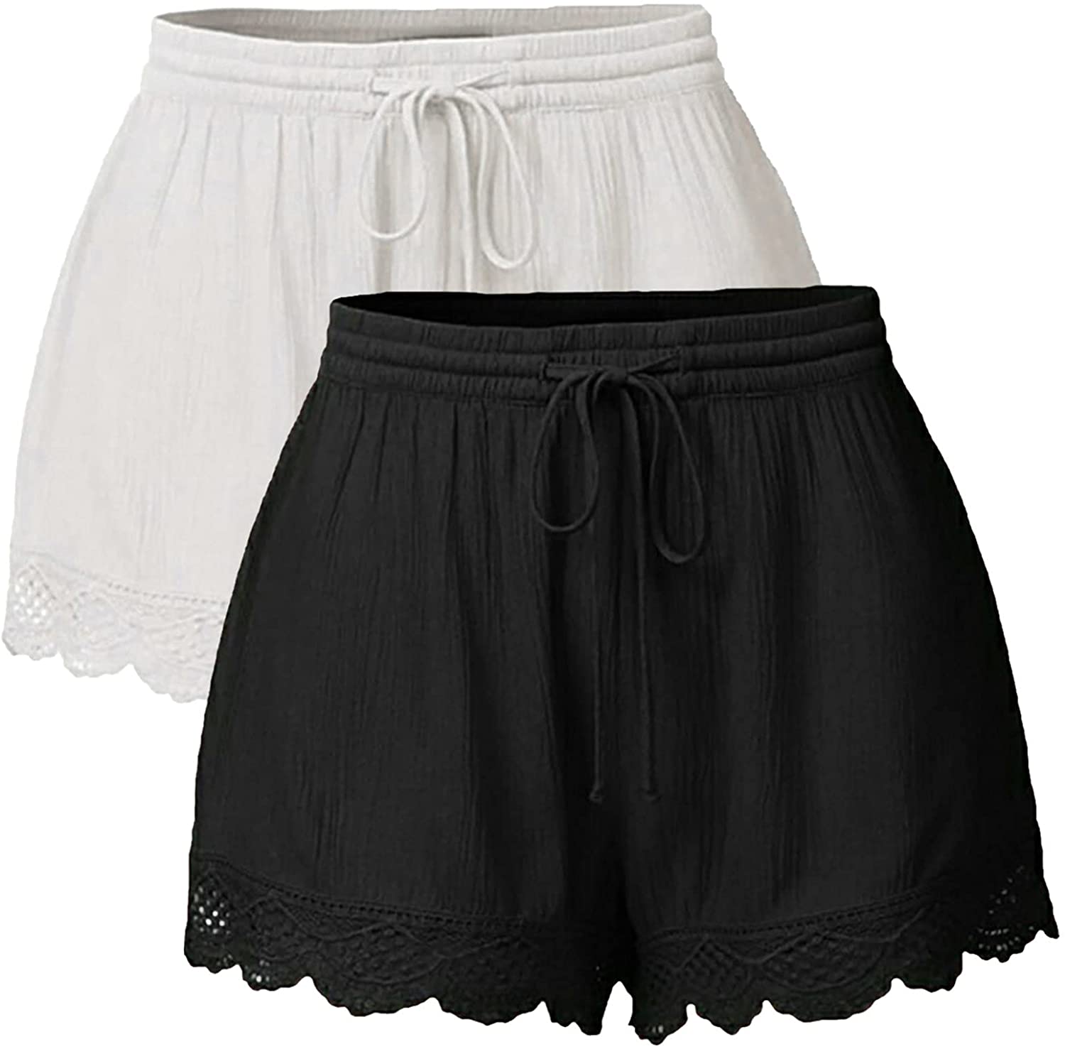 FNJJLU Women Shorts High Waist Loose Fit Yoga Fitness Shorts Comfy Workout Gym Shorts with Drawstrin