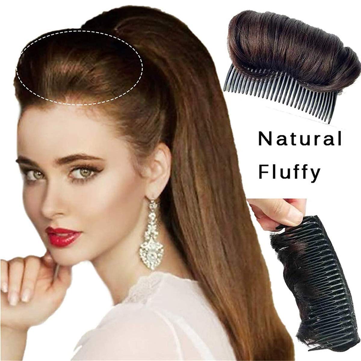 HACORO Invisible Fluffy Hair Pad,Hair Bun DIY Invisible False Hair Clip,Hair Extensions Hair Pad Fal