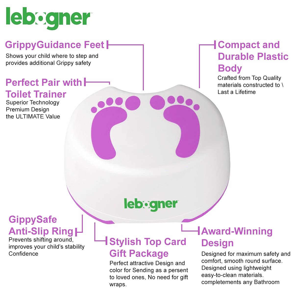 Lebogner Kids Toilet Seat Topper Ring & Child Step Stool