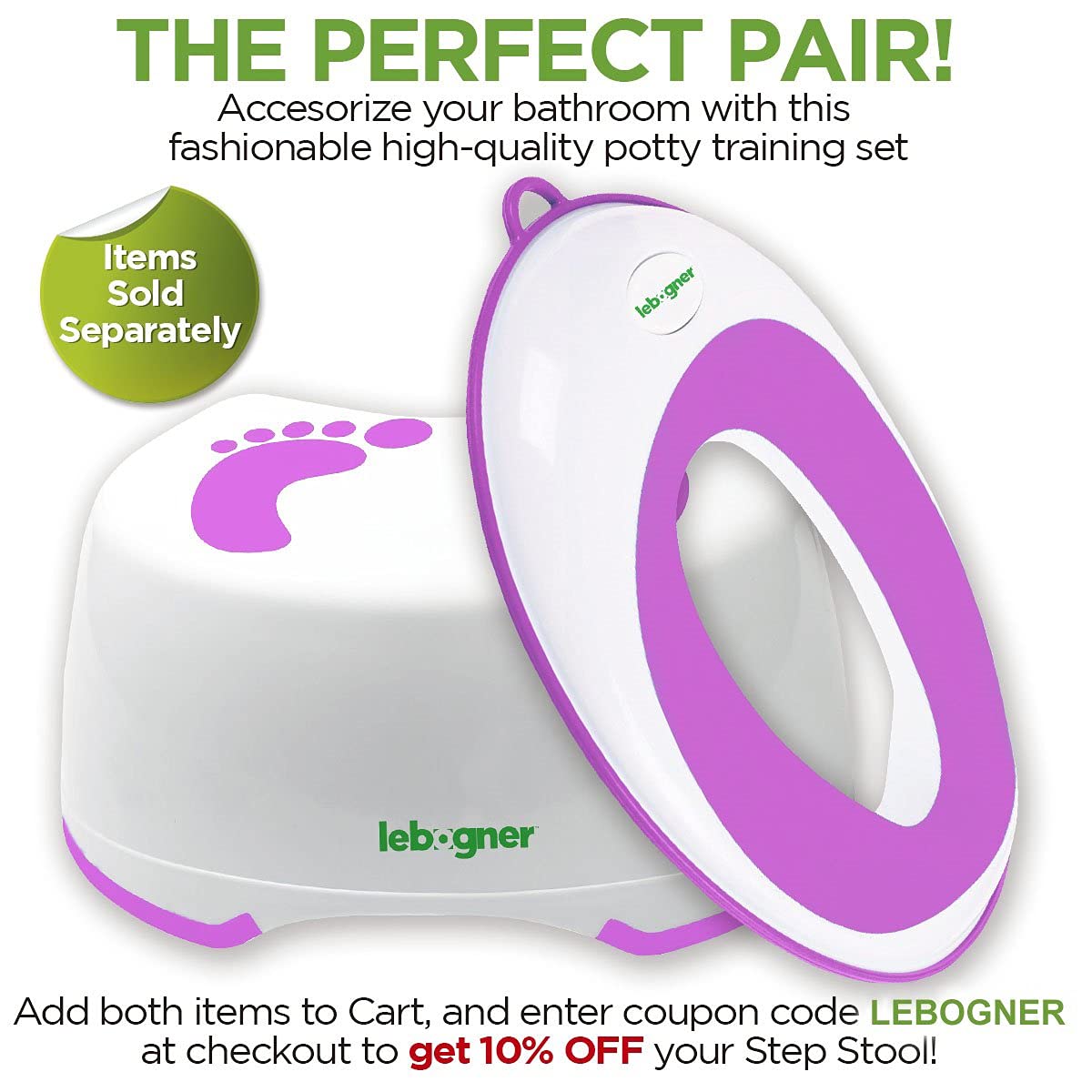 Lebogner Kids Toilet Seat Topper Ring & Child Step Stool