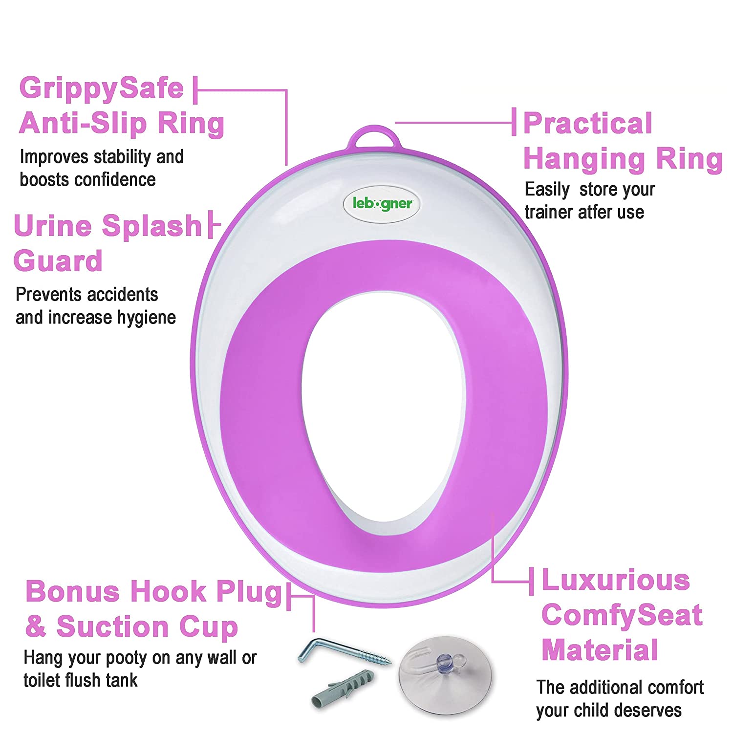 Lebogner Kids Toilet Seat Topper Ring & Child Step Stool