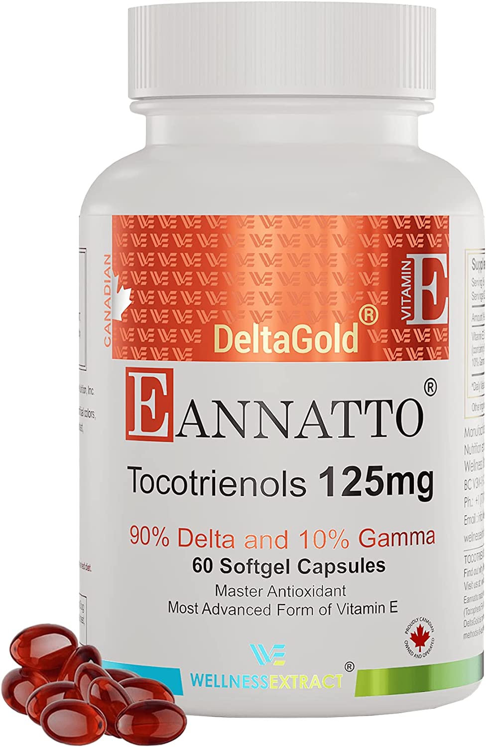 E Annatto Tocotrienols Deltagold 125mg, Vitamin E Tocotrienols Supplements 60 Softgel, Tocopherol Fr