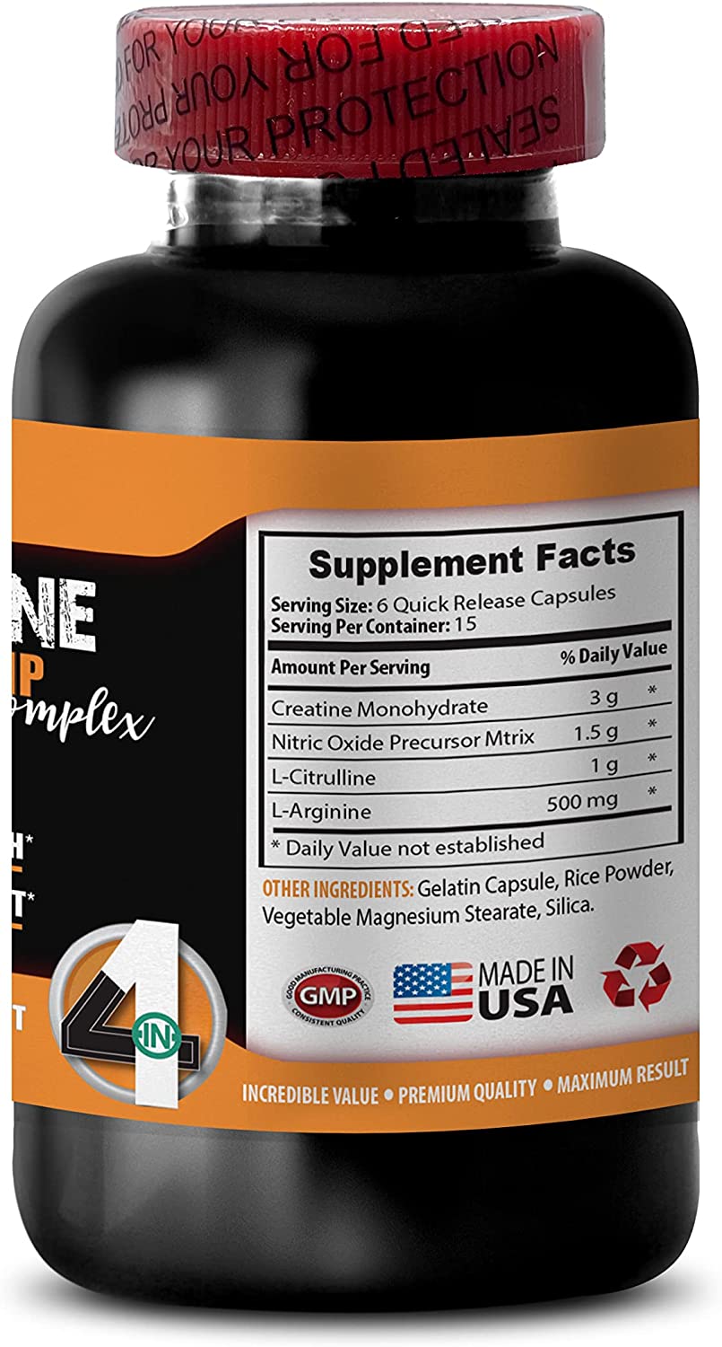 Nitric Oxide Capsules - CREATINE & Nitro Pump Complex - l-arginine Capsules, 1 Bottle (90 Capsules)