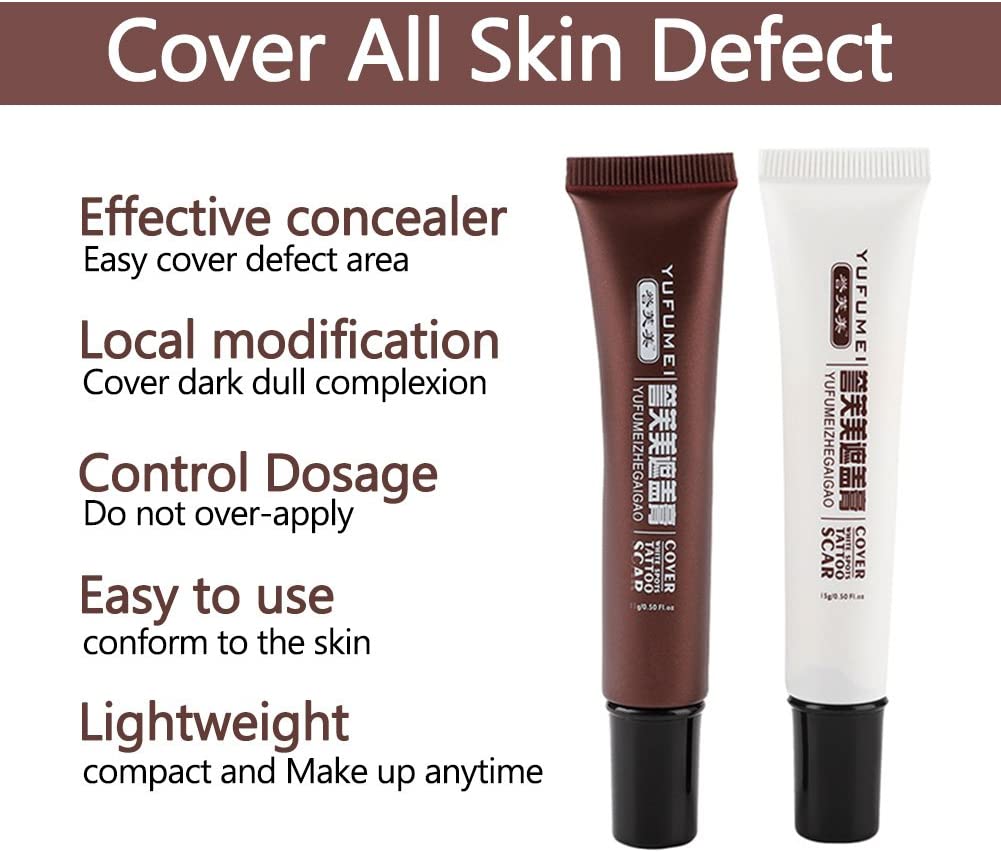 Scar Tattoo Concealer, Waterproof Fast Coloring Hiding Spots Birthmarks Cream Long-Lasting Professio