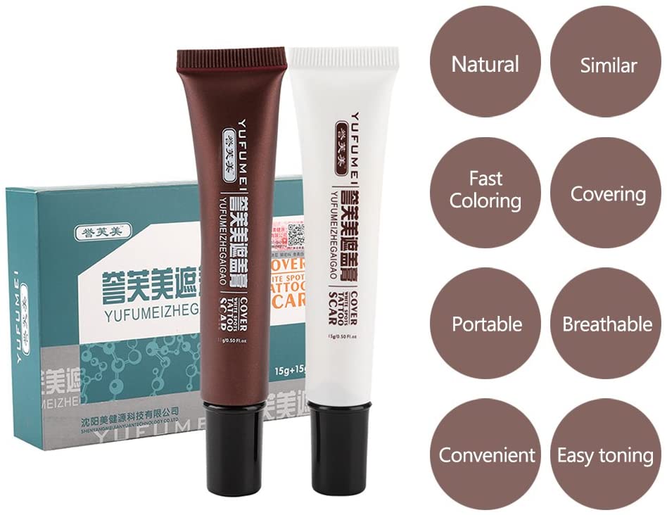 Scar Tattoo Concealer, Waterproof Fast Coloring Hiding Spots Birthmarks Cream Long-Lasting Professio