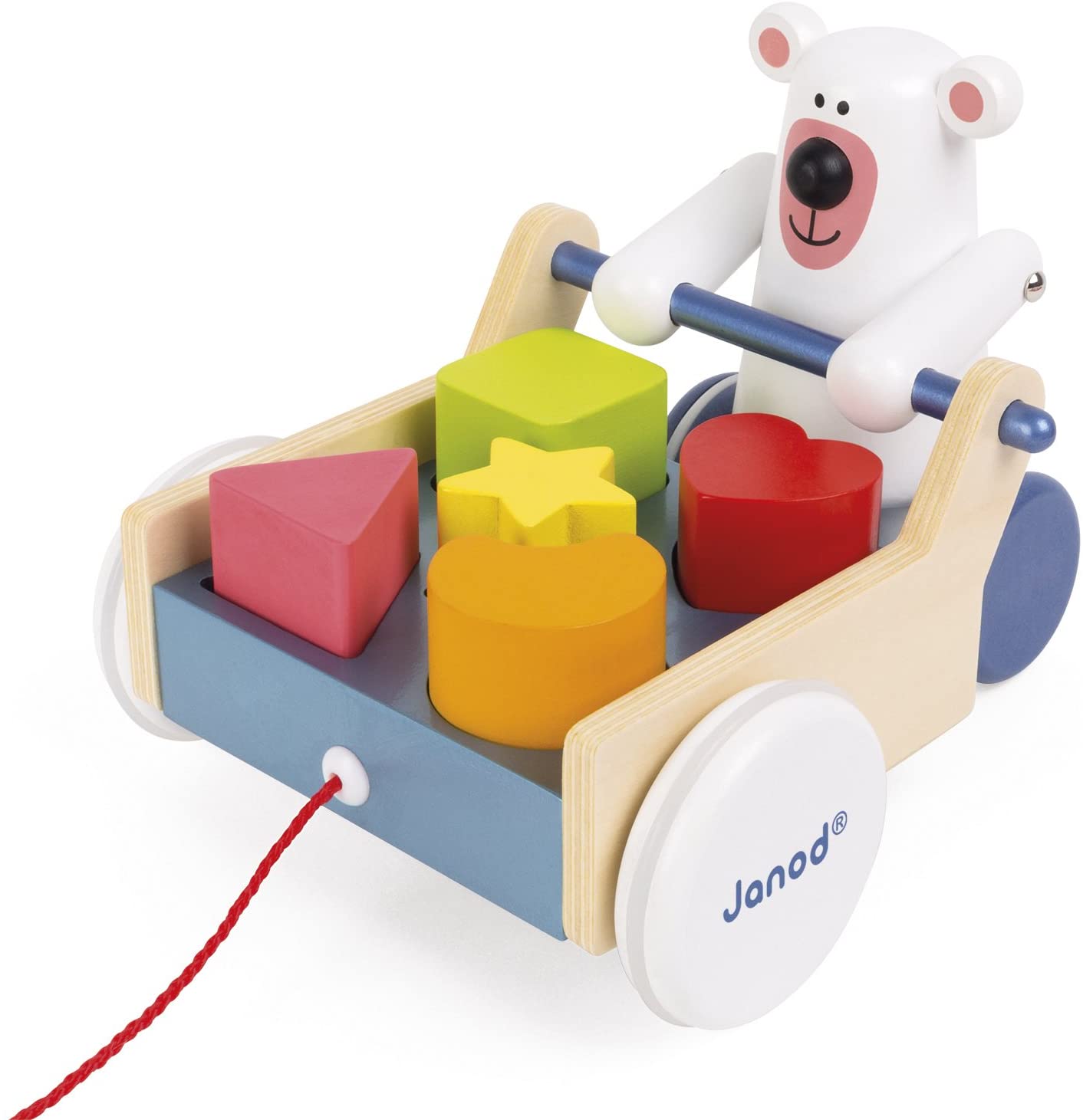 Janod Zigolos Pull Along Shape Box Bear Baby Toy