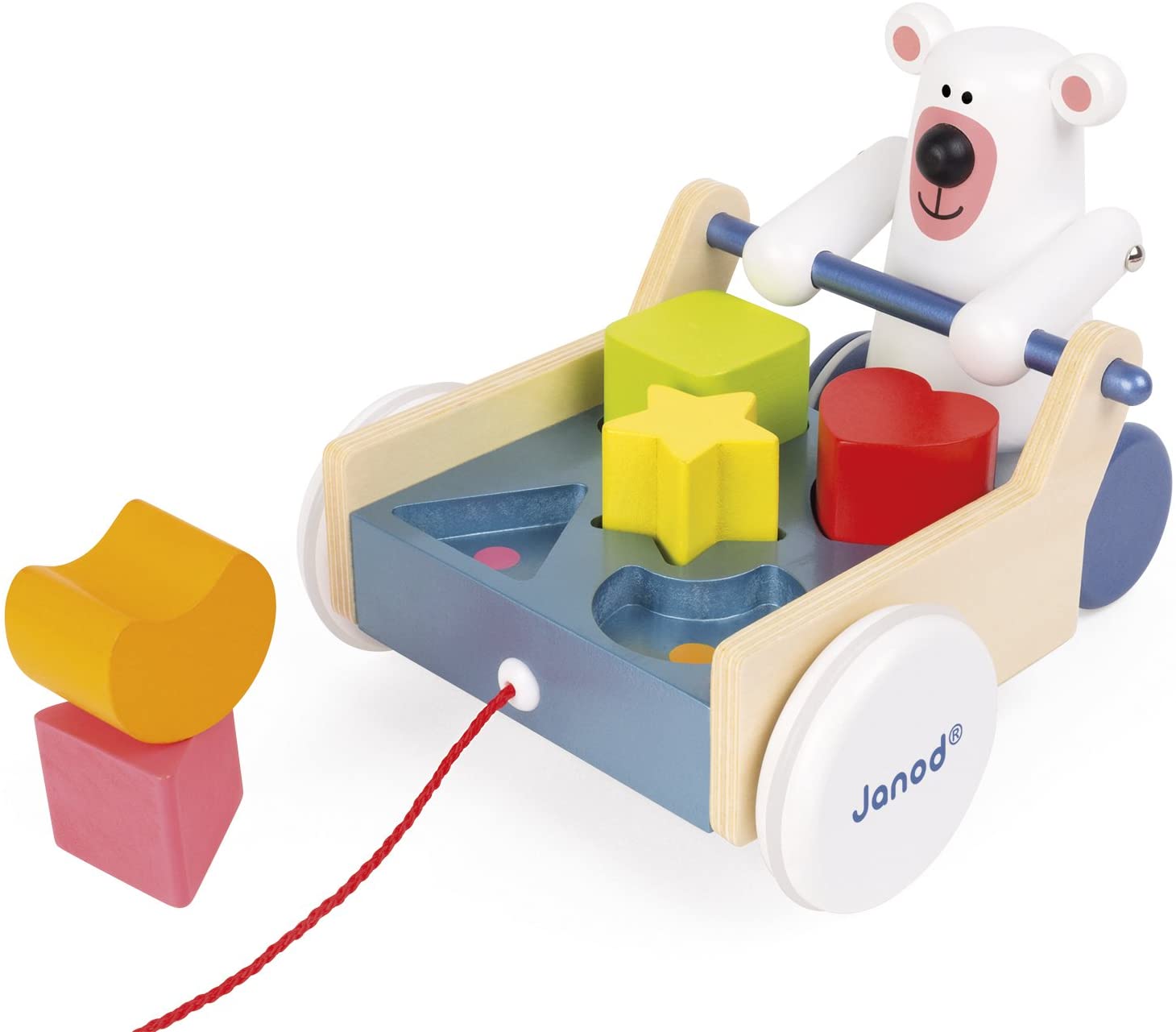 Janod Zigolos Pull Along Shape Box Bear Baby Toy