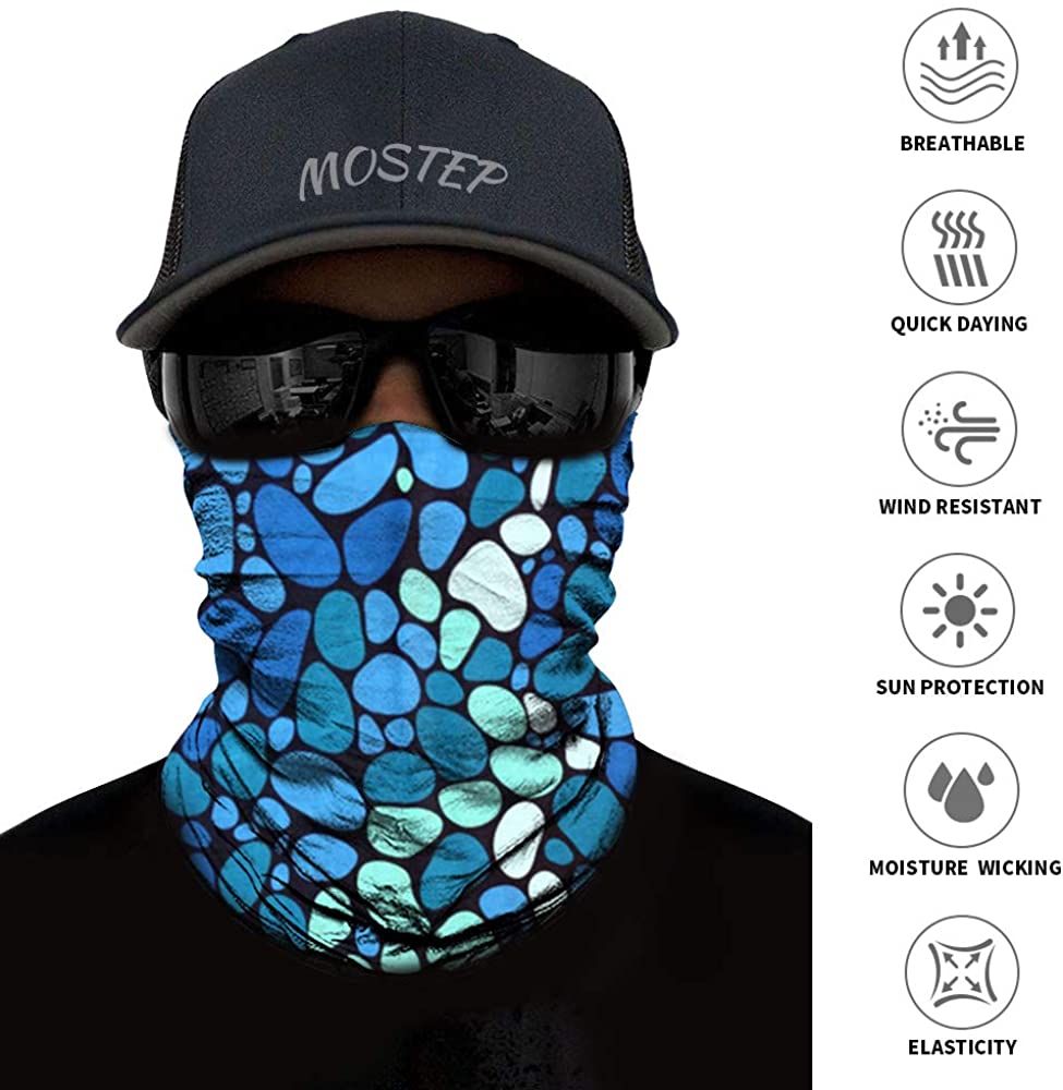 Neck Gaiter, Magic Headband Sport Headwear Elastic Face Mask Bandana Scarf UV Resistence Balaclava, 