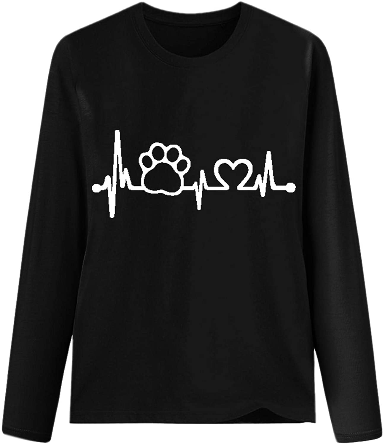 Dosoop Love Heart Dog Paw Print Sweatshirts Women