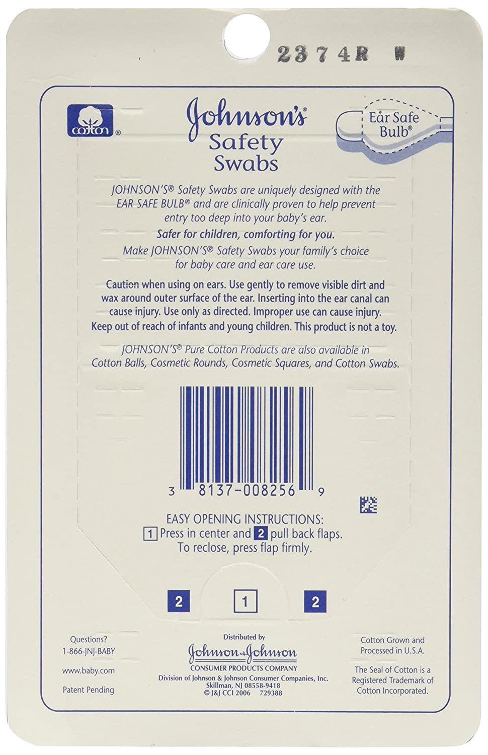 Johnson & Johnson Johnsons Safety Swabs 55 Count Peg (Pack of 6)