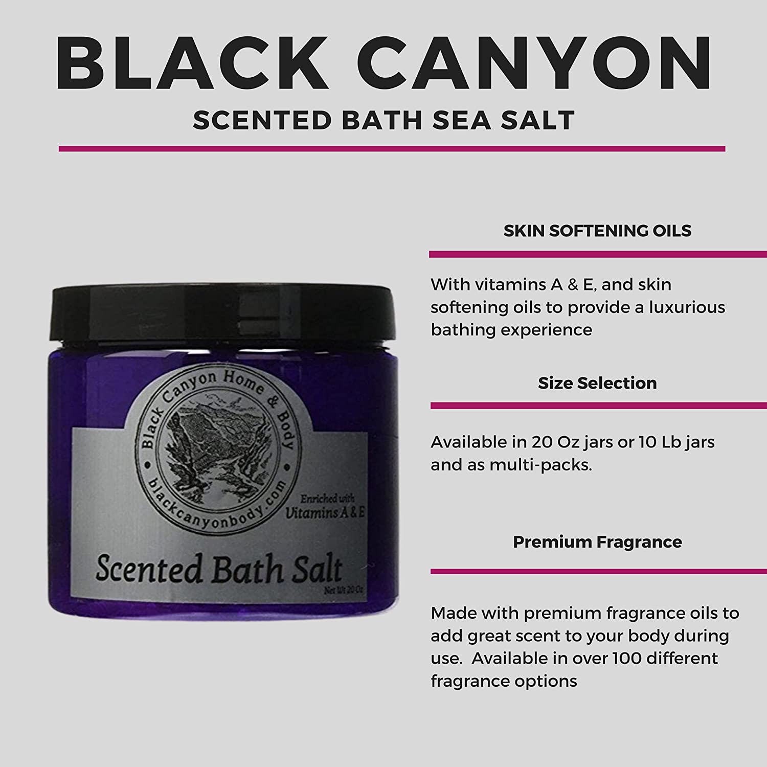Black Canyon Papaya & Wildflower Scented Sea Salt Bath Soak, 24 Oz Jar (2 Pack)