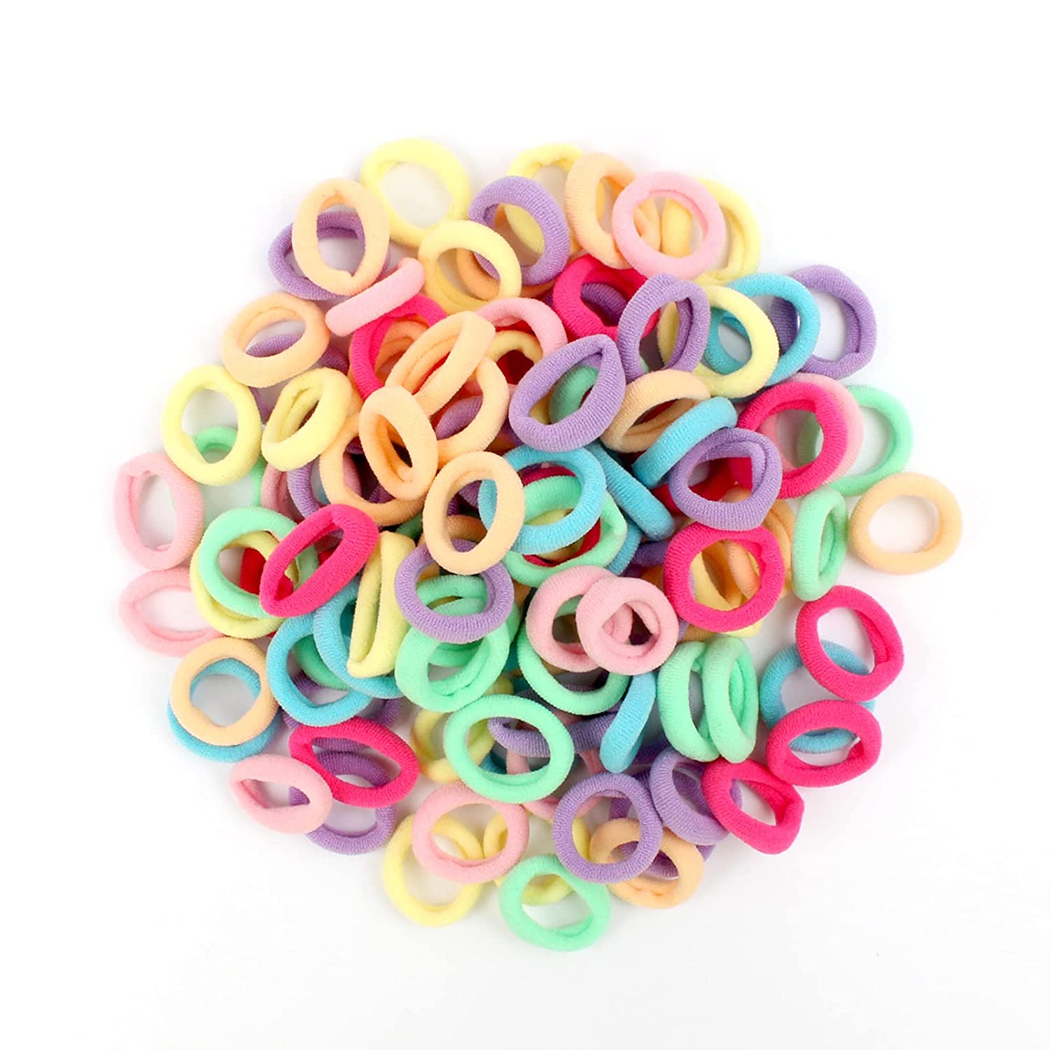 YEEPSYS Kids Hair Ties, 100 pcs Toddler Elastic Hair Bands for Girls and Kids, Multicolor Small Seam