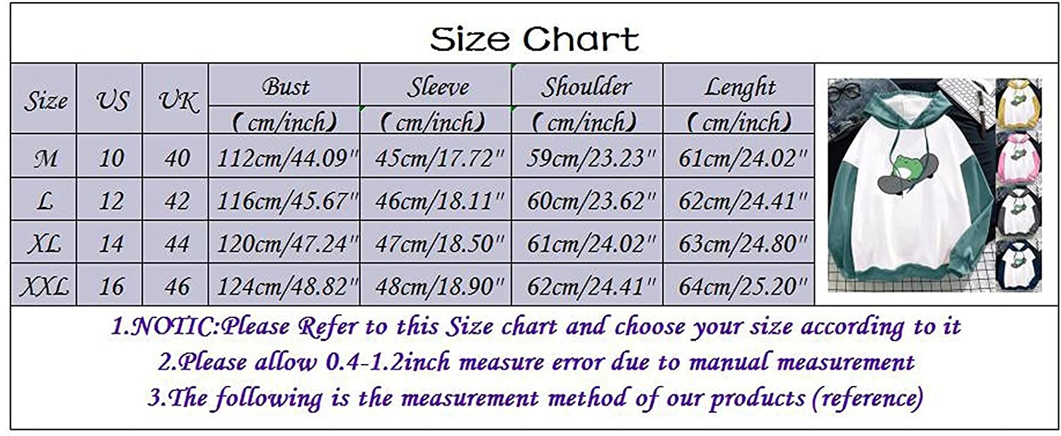 Womens Long Sleeve Hoodies Tops Cute Skateboarding Frog Printed Sweatshirt Long Sleeve Hoodie Fall P