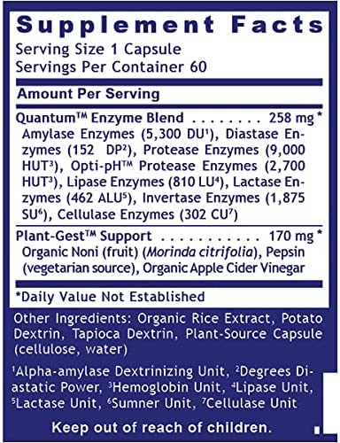 Quantum Digest - Digestion Enzymes for Digestion Support - Aid in The Breakdown of Carbohydrates, Pr