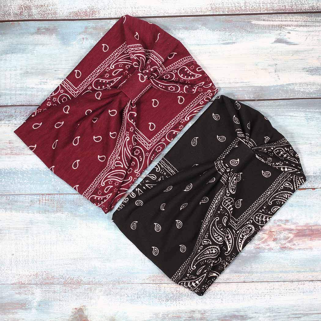 Yean Boho Wide Headbands Spot Stretch Hair Bands Elastic Turbans Stylish Head Wraps for Women and Gi