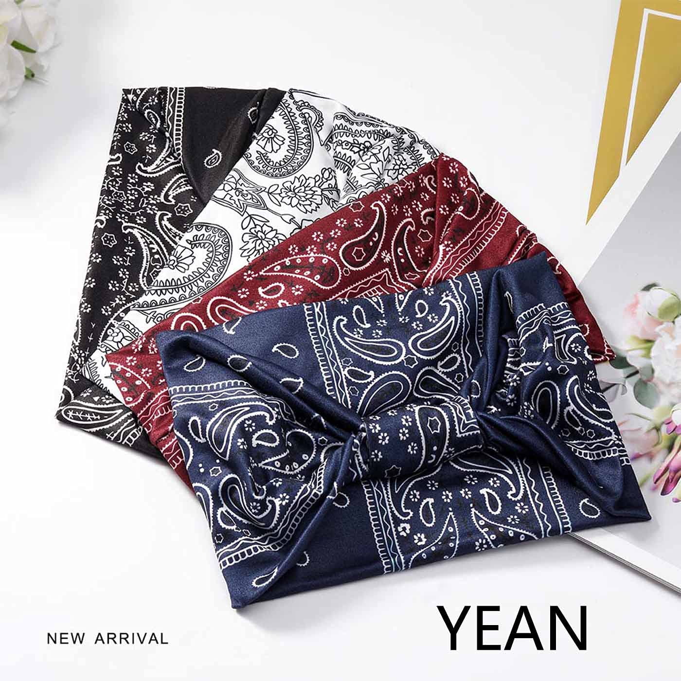 Yean Boho Wide Headbands Spot Stretch Hair Bands Elastic Turbans Stylish Head Wraps for Women and Gi