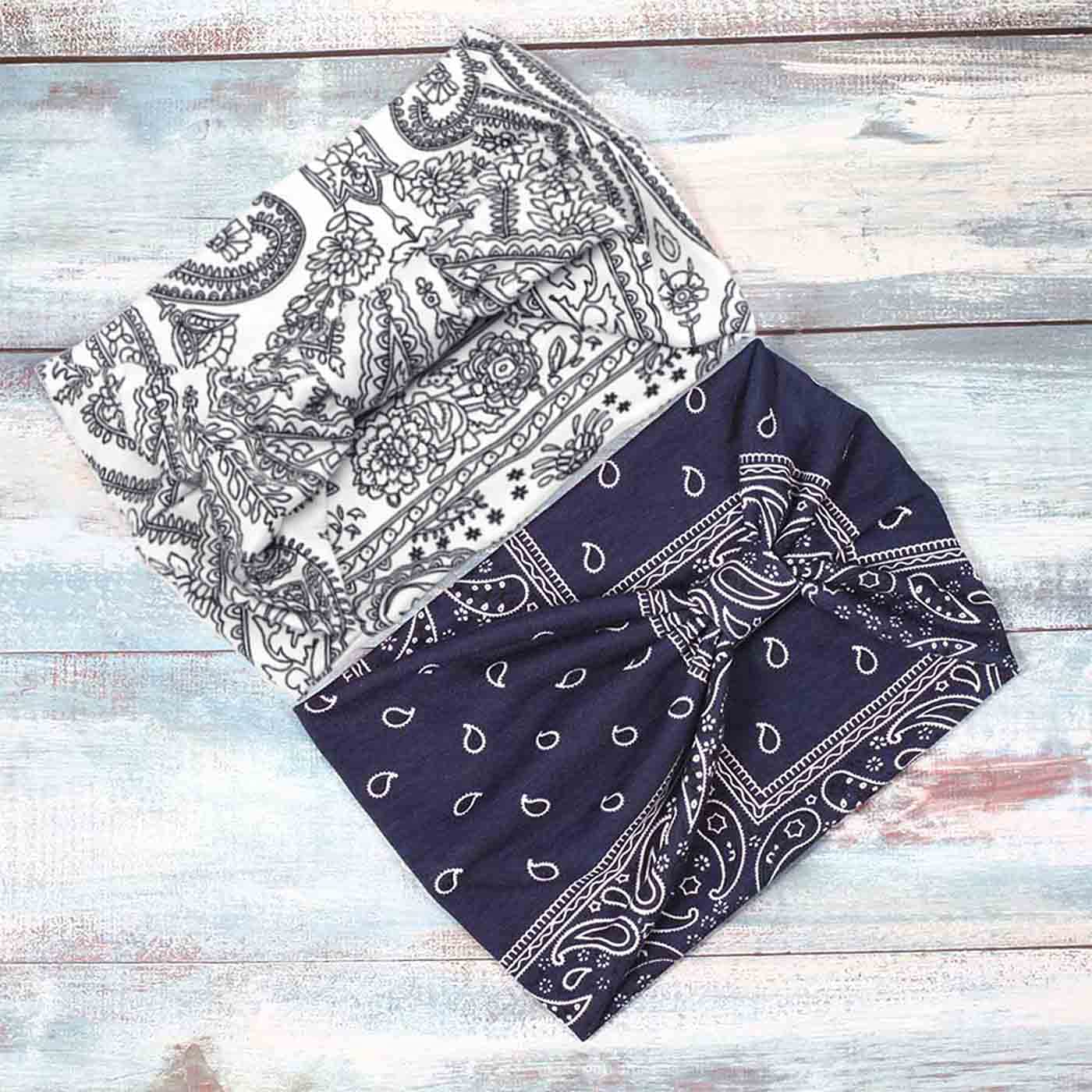 Yean Boho Wide Headbands Spot Stretch Hair Bands Elastic Turbans Stylish Head Wraps for Women and Gi