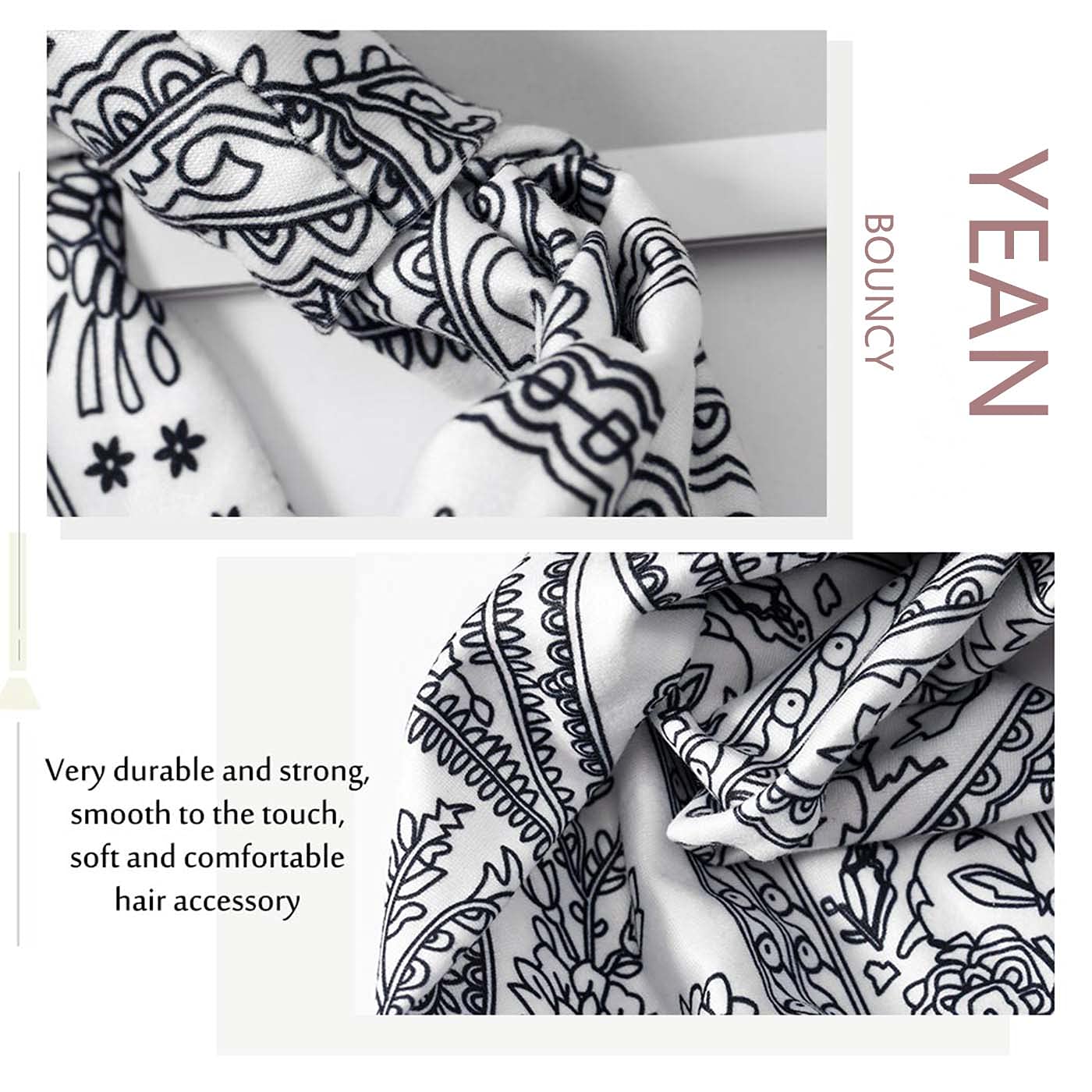 Yean Boho Wide Headbands Spot Stretch Hair Bands Elastic Turbans Stylish Head Wraps for Women and Gi